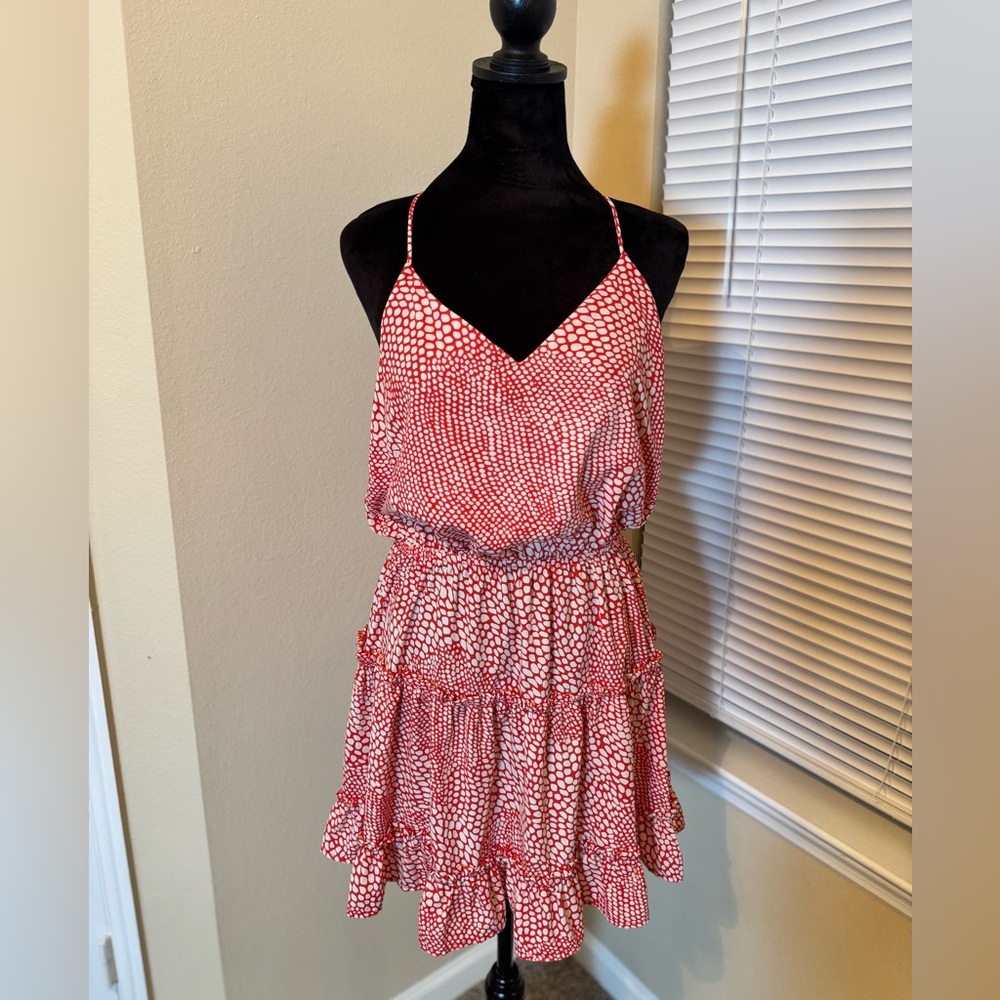 The Impeccable Pig- Red/orange and White Spaghetti Strap Dress